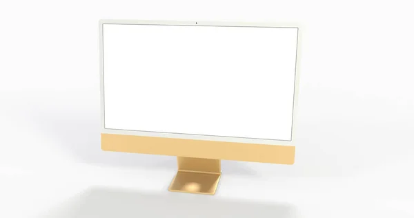 Een Rendering Realistische Computer Met Een Wit Scherm Geïsoleerd Een — Stockfoto