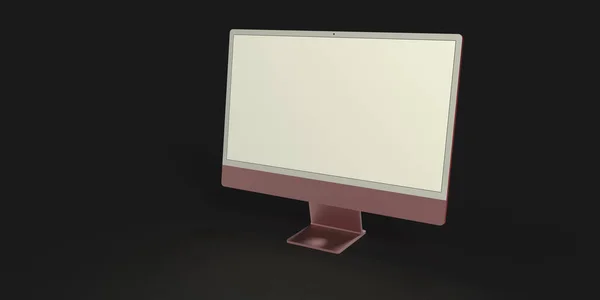 Μια Τρισδιάστατη Απεικόνιση Ρεαλιστικός Υπολογιστής Λευκή Οθόνη Απομονωμένος Μαύρο Φόντο — Φωτογραφία Αρχείου