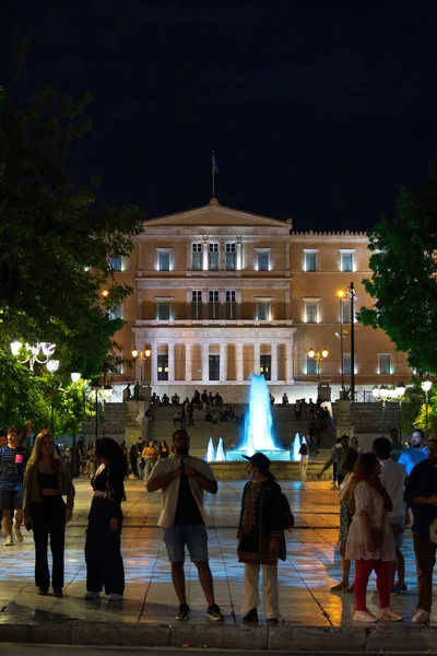 Atenas Grecia Septiembre 2021 Atenea Atardecer Foto Calle Calle Ermou — Foto de Stock