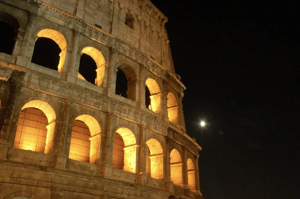 Coliseo Por Noche Roma Italia — Foto de Stock