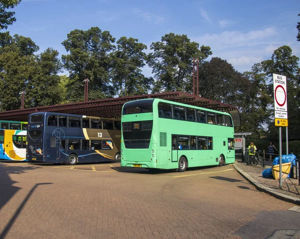 Cambridge Vereinigtes Königreich September 2021 Doppeldeckerbusse Busbahnhof Stadtzentrum Von Cambridge — Stockfoto