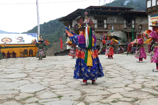 Bumth Ang Bhutan Diciembre 2019 Los Bailarines Tradicionalmente Vestidos Celebran —  Fotos de Stock