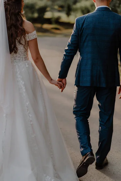 Marrying Couple Holding Each Other Hands — Stock Photo, Image