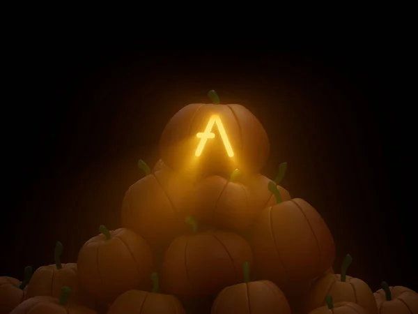 Una Representación Del Icono Criptomoneda Aave Una Las Calabazas Halloween — Foto de Stock