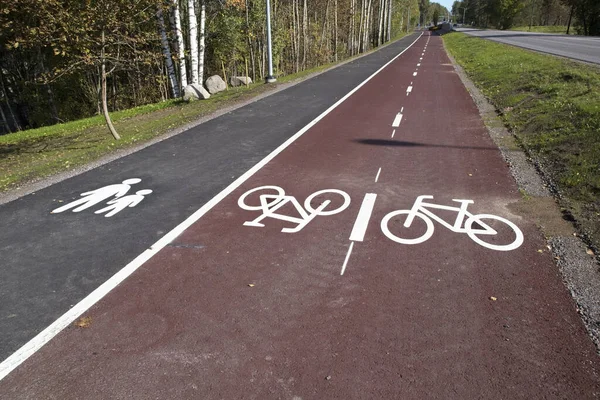 Een Verticale Opname Van Gecombineerde Voetgangers Fietsroute Lappeenranta Finland Een — Stockfoto