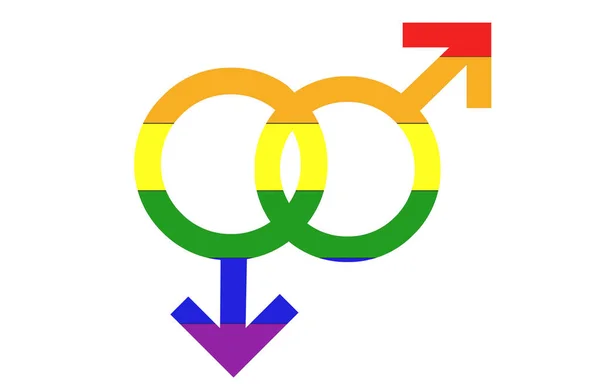 Image Representing Two Male Symbols Same Sex Relationships Lgbt Flag — Stock Photo, Image