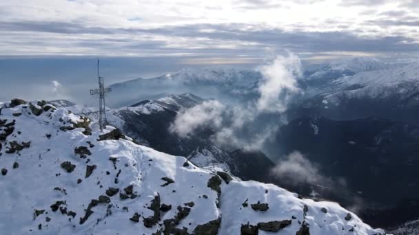 Naturaleza Vista Panorámica Montañas Cubiertas Nieve — Vídeo de stock