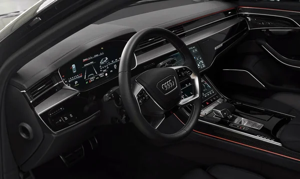 Ingolstadt Německo 2021 Audi Luxusní Pohodlný Moderní Interiér Vozu Ideální — Stock fotografie