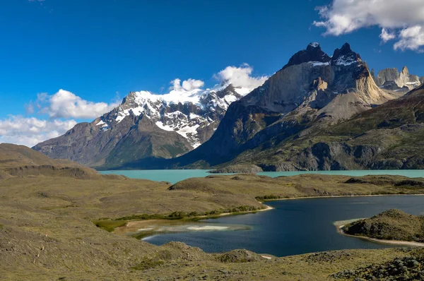 智利帕塔哥尼亚Torres Del Paine国家公园的Cuernos Del Paine和Lago Nordenskjold美景 — 图库照片