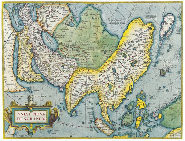 Antigo Mapa Vintage Ásia Abraham Orteliu — Fotografia de Stock