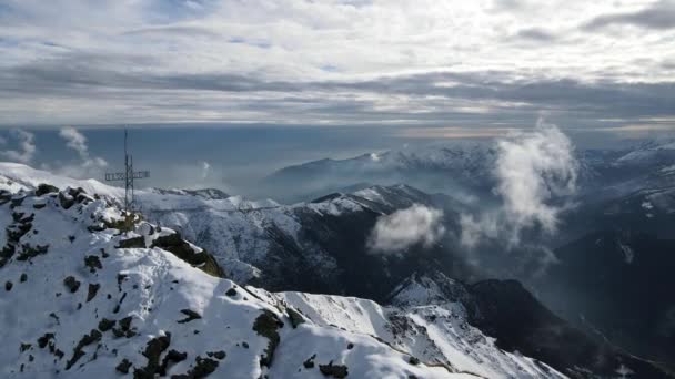 Natureza Vista Panorâmica Montanhas Cobertas Neve — Vídeo de Stock