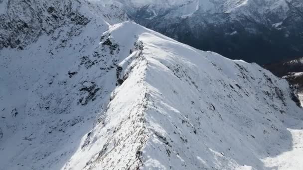 Natureza Vista Panorâmica Montanhas Cobertas Neve — Vídeo de Stock