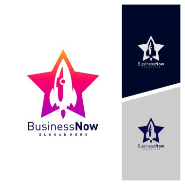 Yıldız Roketi logo tasarım vektör şablonu, İllüstrasyon Roket tasarımı Kavramı, Simge sembolü