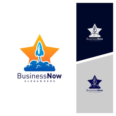Yıldız Roketi logo tasarım vektör şablonu, İllüstrasyon Roket tasarımı Kavramı, Simge sembolü