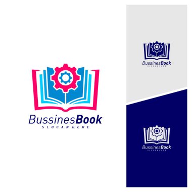 Gear Book logo tasarım vektör şablonu, Illustration Book tasarım kavramı, simge