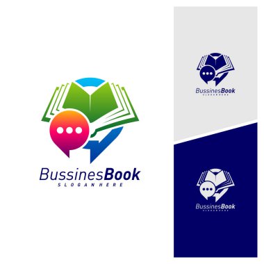 Sohbet Kitabı logo tasarım vektör şablonu, İllüstrasyon Kitabı tasarım kavramı, simge sembolü
