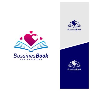 Love Book logo tasarım vektör şablonu, Illustration Book tasarım kavramı, simge
