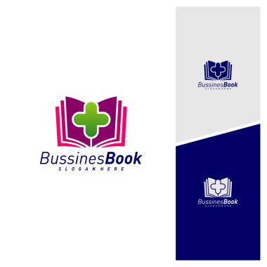 Tıbbi Kitap logosu tasarım vektör şablonu, İllüstrasyon Kitabı tasarımı kavramı, simge sembolü