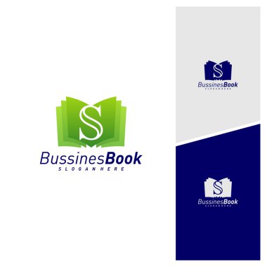 Kitap logo tasarım vektör şablonu, Illustration Book tasarım konsepti, simge simgesi ile S paraf