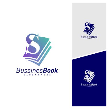 Kitap logo tasarım vektör şablonu, Illustration Book tasarım konsepti, simge simgesi ile S paraf