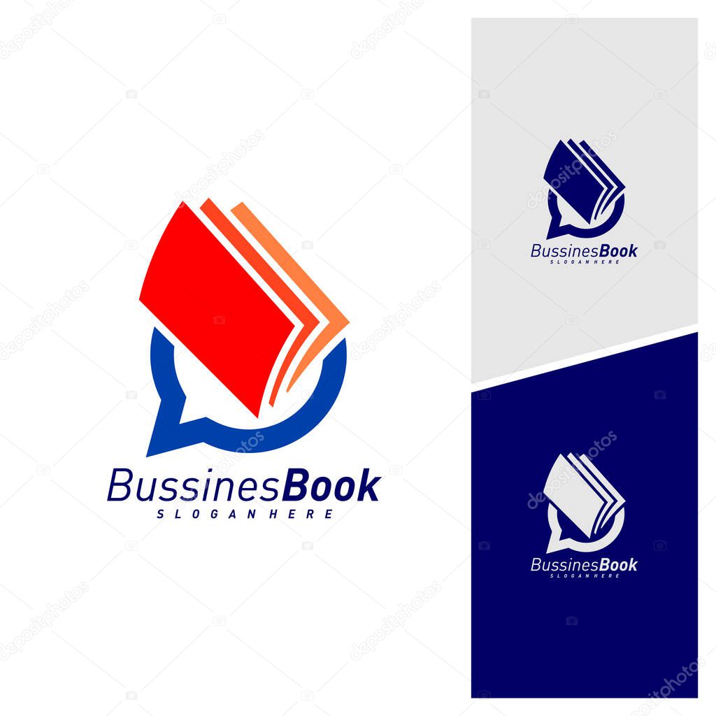 Chat Book logo design vector template, Illustration Book design Concept, Icon symbol