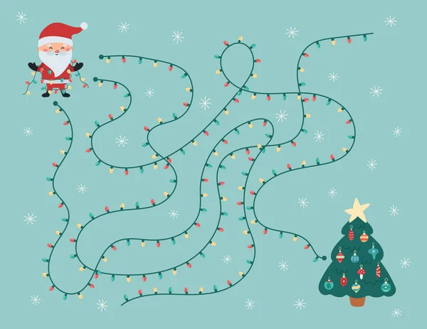 Anaokulu çocukları için Noel labirenti oyunu. Noel Baba 'nın Noel ağacına giden yolu bulmasına yardım et. Sevimli çizgi film karakteri. Kış yazdırılabilir çalışma tablosu.