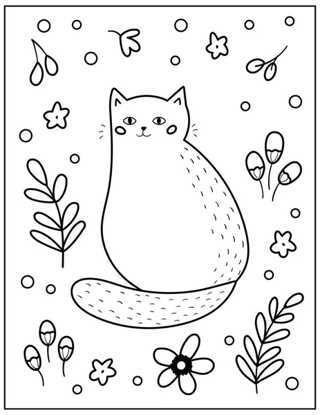 Desenho para colorir para crianças com gato engraçado, chocolate, doces,  brinquedos e corações. Dia dos Namorados ilustração vetorial. Personagem de  desenho animado desenhado à mão. imagem vetorial de kristina0702© 452722202