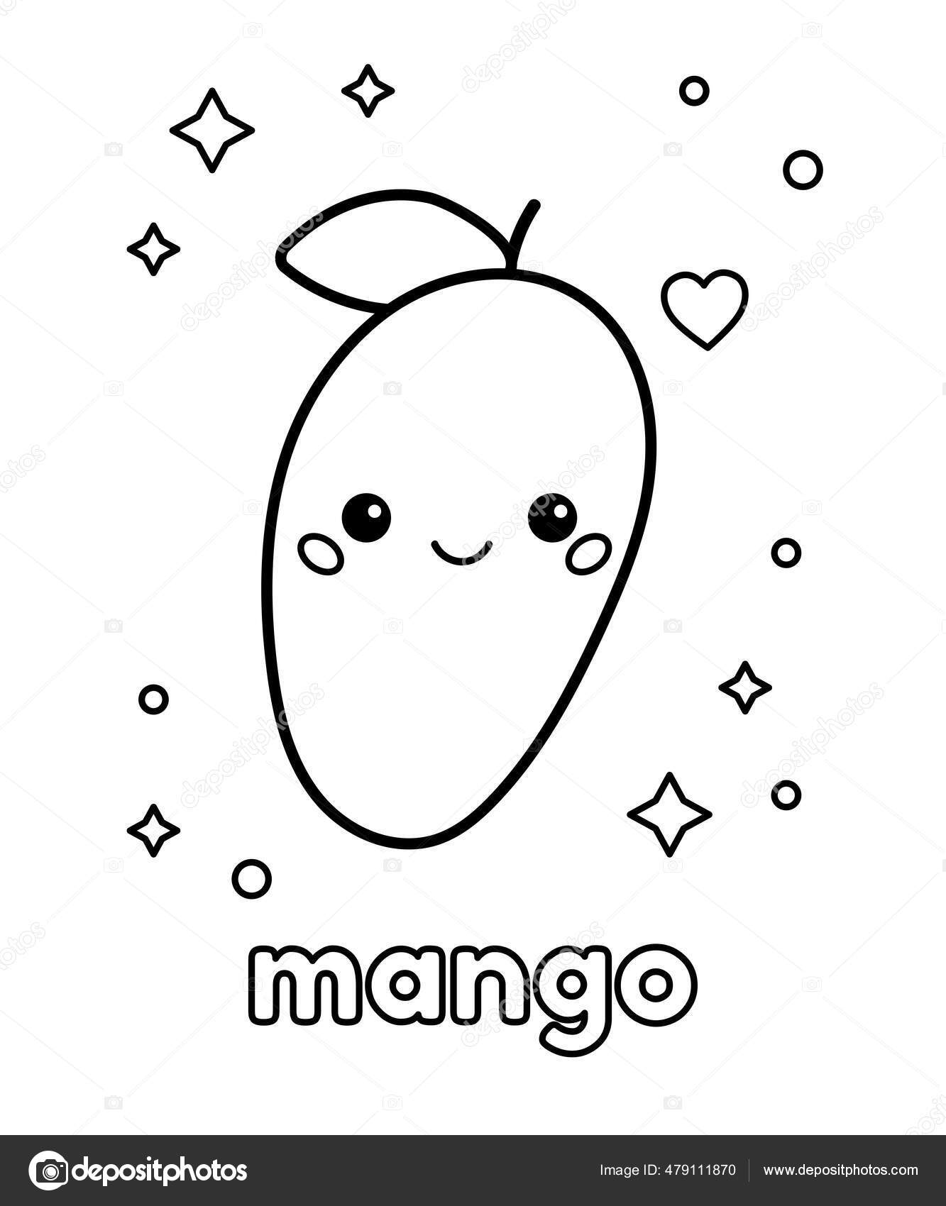 Mango line art color less fruit for preschool children's vector  illustration. 8110954 Vector Art at Vecteezy