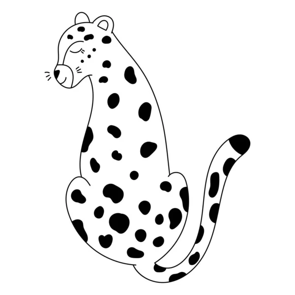 Página Para Colorear Con Lindo Leopardo Dibujos Animados Ilustración Vectorial — Archivo Imágenes Vectoriales