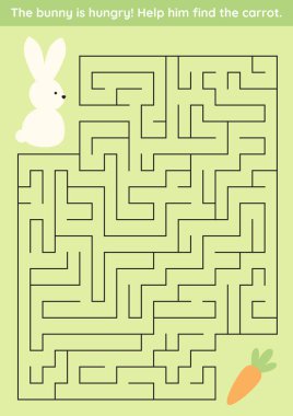 Tavşanlı ve Havuçlu Çocuklar için Paskalya Maze Eğitim Oyunu