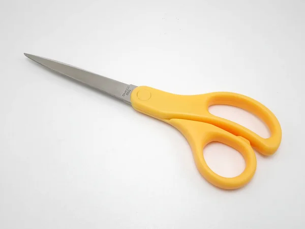 Pair Scissors Orange Handle Hole — Stock Photo, Image