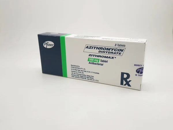 Manila Oct Pfizer Azithromycin Dihydrate Zithromax Antibacterial Tablet Box Octubre — Foto de Stock