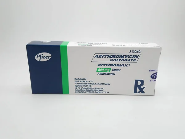 Manila Oct Pfizer Azithromycin Dihydrate Zithromax Antibacterial Tablet Box Octubre — Foto de Stock