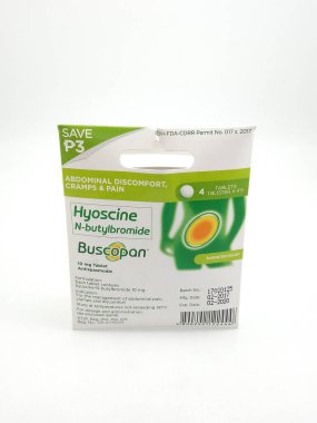 MANILA, PH - OCT 6 - Buscopan antispazmotik tableti 6 Ekim 2020, Manila, Filipinler.
