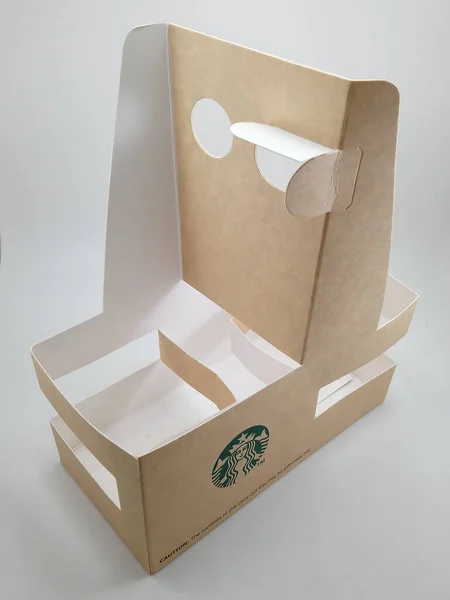 Manila Oct Starbucks Carton Carry Tray Cup Жовтня 2020 Року — стокове фото