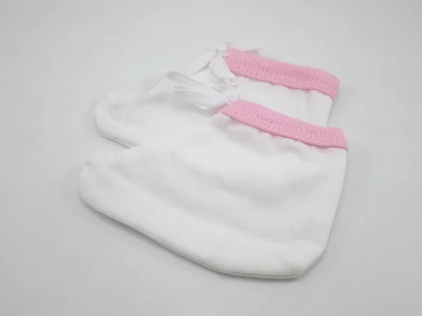 Chaussons Roses Blancs Vêtements Pied Pour Bébé — Photo