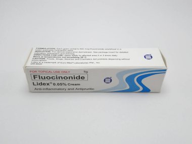 MANILA, PH - NOV 10 - Flucinonide Lidex cream anti inflammatory and antipruritic on November 10, 2020 in Manila, Philippines.