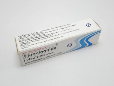 MANILA, PH - NOV 10 - Flucinonide Lidex cream anti inflammatory and antipruritic on November 10, 2020 in Manila, Philippines.