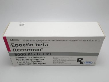 MANILA, PH - NOV 10 - Roche epoetin beta recormon 5000 iu injection on November 10, 2020 in Manila, Philippines.