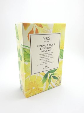 MANILA, PH - NOV 10 - Marks and spencer lemon, ginger and ginseng infusion tea bags on November 10, 2020 in Manila, Philippines.