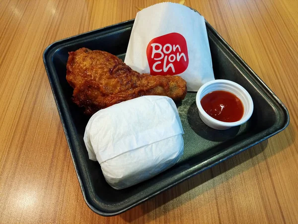 Manila Nov Bonchon Korean Fried Chicken Fries Rice Meal November — Stock Photo, Image