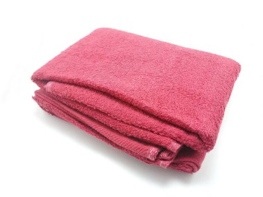 Kırmızı boya pamuk lifli banyo havlusu.