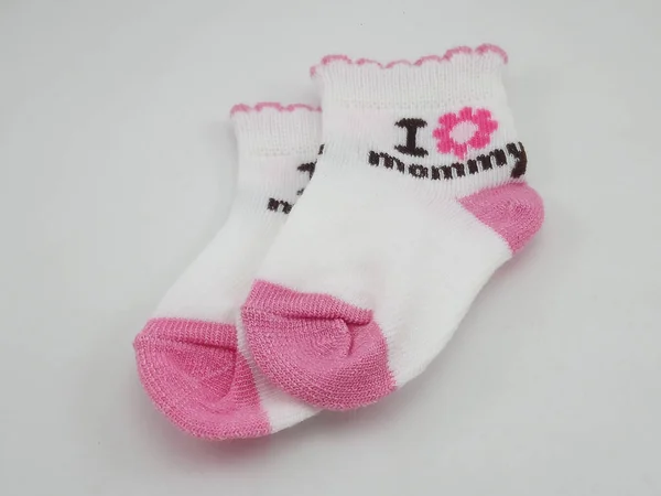 Aime Maman Chaussettes Bébé Paire Porter Pour Les Pieds — Photo