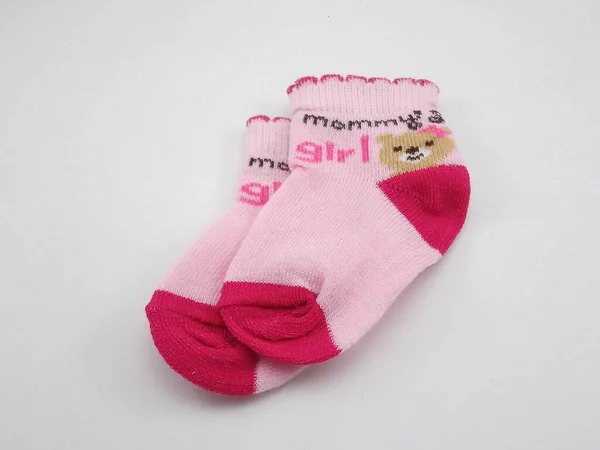Mommys Girl Text Baby Socks Pair Wear Feet — Stock Photo, Image