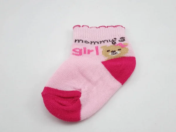 Mommys Girl Text Baby Socks Pair Wear Feet — Stock Photo, Image