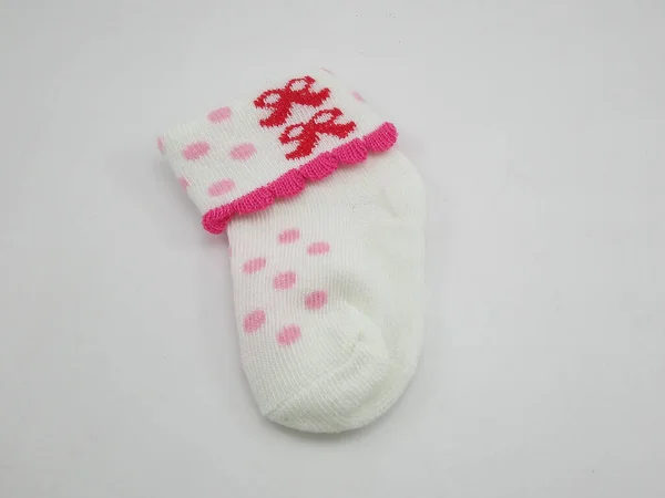 Пара Дитячих Шкарпеток Носить Ніг Стрічкою Крапками — стокове фото