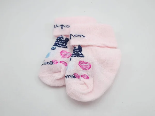 Chaussettes Bébé Paire Usure Pour Pieds Couleur Rose — Photo