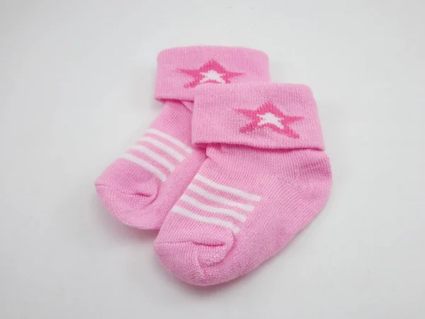 Baby Socks Pair Wear Feet Pink Color Star — Stock Photo, Image
