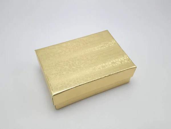 Золота Подарункова Коробка Кришкою — стокове фото