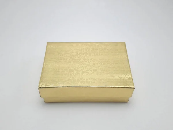 Caja Regalo Oro Con Tapa — Foto de Stock